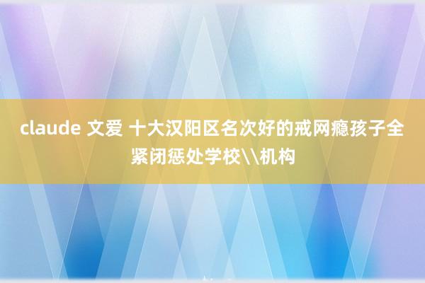 claude 文爱 十大汉阳区名次好的戒网瘾孩子全紧闭惩处学校\机构