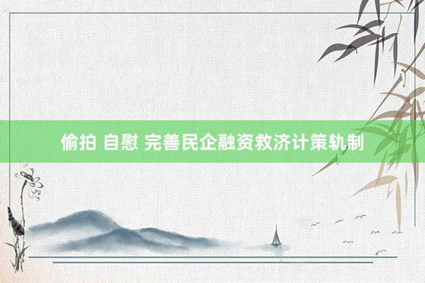 偷拍 自慰 完善民企融资救济计策轨制