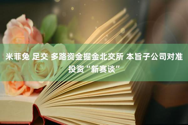 米菲兔 足交 多路资金掘金北交所 本旨子公司对准投资“新赛谈”