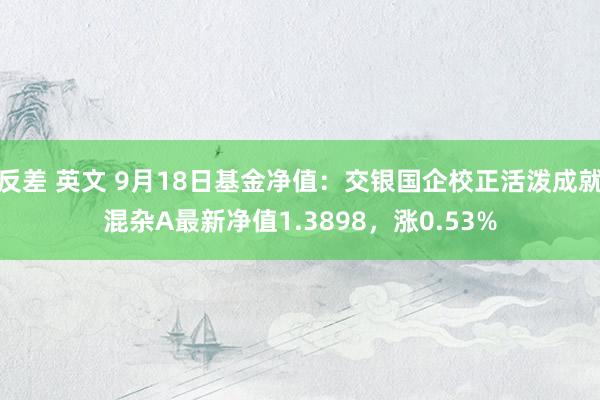 反差 英文 9月18日基金净值：交银国企校正活泼成就混杂A最新净值1.3898，涨0.53%