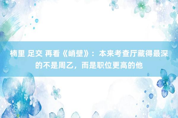 楠里 足交 再看《峭壁》：本来考查厅藏得最深的不是周乙，而是职位更高的他