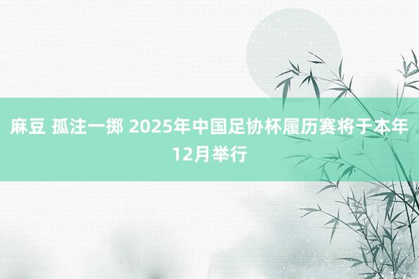 麻豆 孤注一掷 2025年中国足协杯履历赛将于本年12月举行