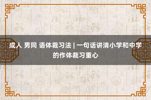 成人 男同 语体裁习法 | 一句话讲清小学和中学的作体裁习重心