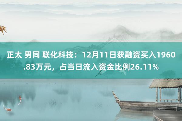 正太 男同 联化科技：12月11日获融资买入1960.83万元，占当日流入资金比例26.11%