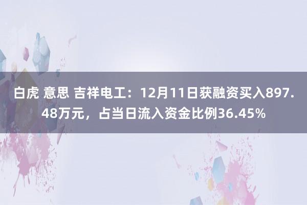 白虎 意思 吉祥电工：12月11日获融资买入897.48万元，占当日流入资金比例36.45%
