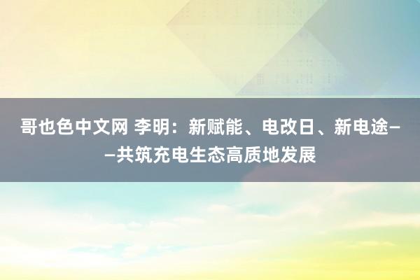 哥也色中文网 李明：新赋能、电改日、新电途——共筑充电生态高质地发展