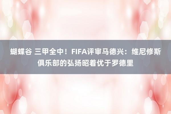 蝴蝶谷 三甲全中！FIFA评审马德兴：维尼修斯俱乐部的弘扬昭着优于罗德里