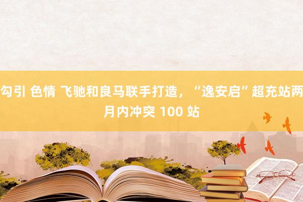勾引 色情 飞驰和良马联手打造，“逸安启”超充站两月内冲突 100 站