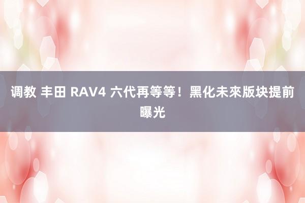 调教 丰田 RAV4 六代再等等！黑化未來版块提前曝光