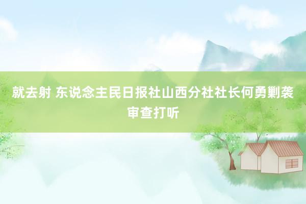 就去射 东说念主民日报社山西分社社长何勇剿袭审查打听