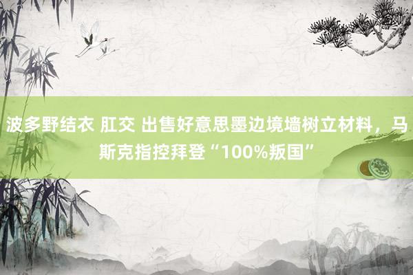 波多野结衣 肛交 出售好意思墨边境墙树立材料，马斯克指控拜登“100%叛国”