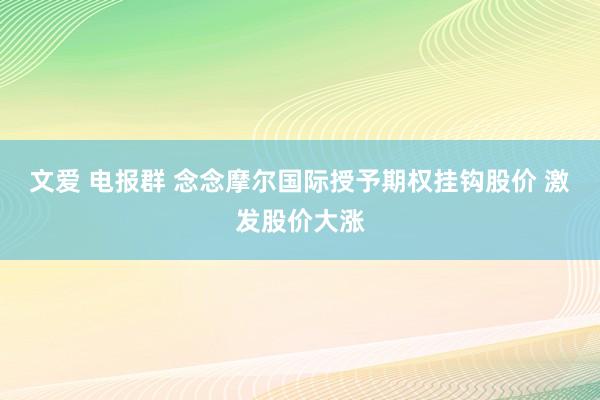 文爱 电报群 念念摩尔国际授予期权挂钩股价 激发股价大涨