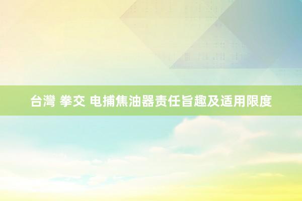 台灣 拳交 电捕焦油器责任旨趣及适用限度