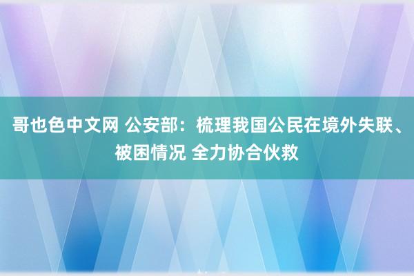 哥也色中文网 公安部：梳理我国公民在境外失联、被困情况 全力协合伙救