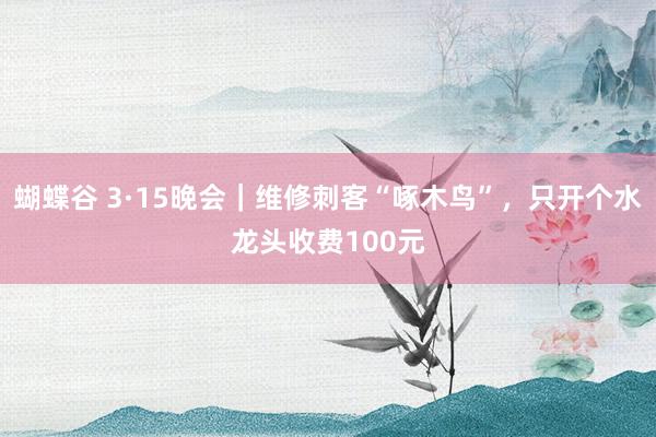蝴蝶谷 3·15晚会｜维修刺客“啄木鸟”，只开个水龙头收费100元