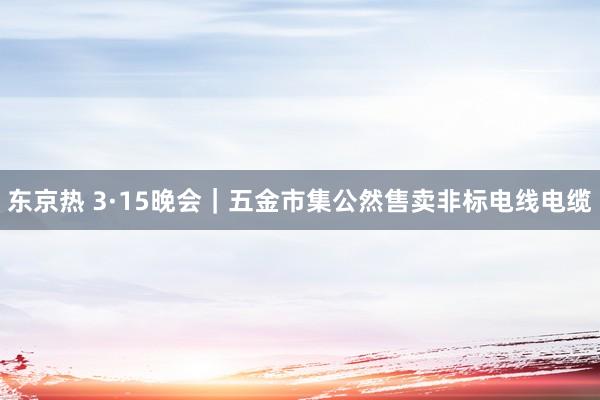 东京热 3·15晚会｜五金市集公然售卖非标电线电缆