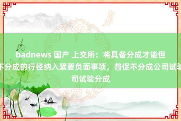 badnews 国产 上交所：将具备分成才能但弥远不分成的行径纳入紧要负面事项，督促不分成公司试验分成