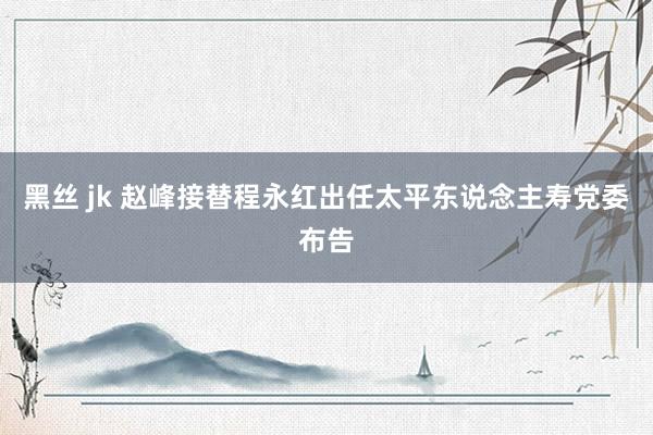 黑丝 jk 赵峰接替程永红出任太平东说念主寿党委布告