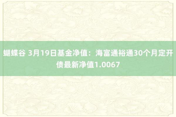 蝴蝶谷 3月19日基金净值：海富通裕通30个月定开债最新净值1.0067
