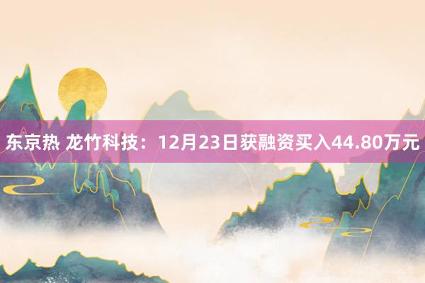东京热 龙竹科技：12月23日获融资买入44.80万元