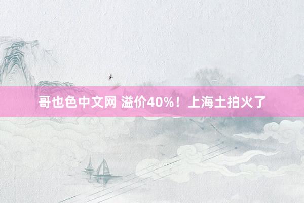 哥也色中文网 溢价40%！上海土拍火了