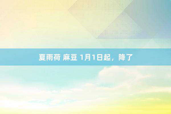 夏雨荷 麻豆 1月1日起，降了