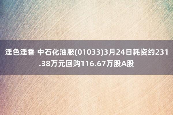 淫色淫香 中石化油服(01033)3月24日耗资约231.38万元回购116.67万股A股