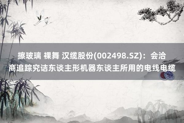 擦玻璃 裸舞 汉缆股份(002498.SZ)：会洽商追踪究诘东谈主形机器东谈主所用的电线电缆
