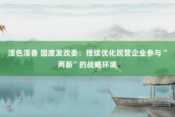 淫色淫香 国度发改委：捏续优化民营企业参与“两新”的战略环境
