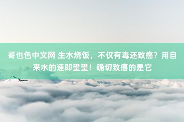 哥也色中文网 生水烧饭，不仅有毒还致癌？用自来水的速即望望！确切致癌的是它