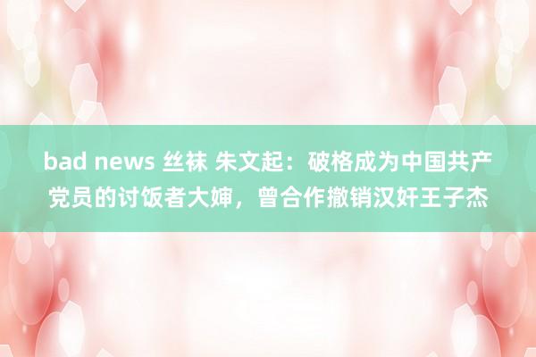 bad news 丝袜 朱文起：破格成为中国共产党员的讨饭者大婶，曾合作撤销汉奸王子杰