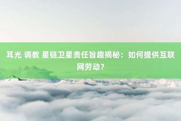 耳光 调教 星链卫星责任旨趣揭秘：如何提供互联网劳动？