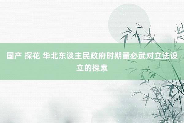 国产 探花 华北东谈主民政府时期董必武对立法设立的探索