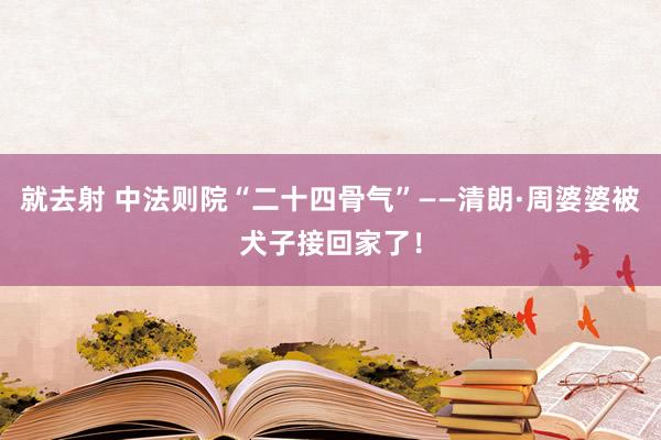 就去射 中法则院“二十四骨气”——清朗·周婆婆被犬子接回家了！