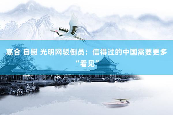高合 自慰 光明网驳倒员：信得过的中国需要更多“看见”