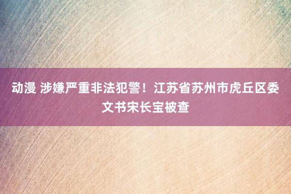 动漫 涉嫌严重非法犯警！江苏省苏州市虎丘区委文书宋长宝被查