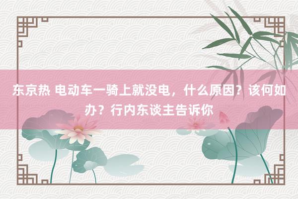 东京热 电动车一骑上就没电，什么原因？该何如办？行内东谈主告诉你