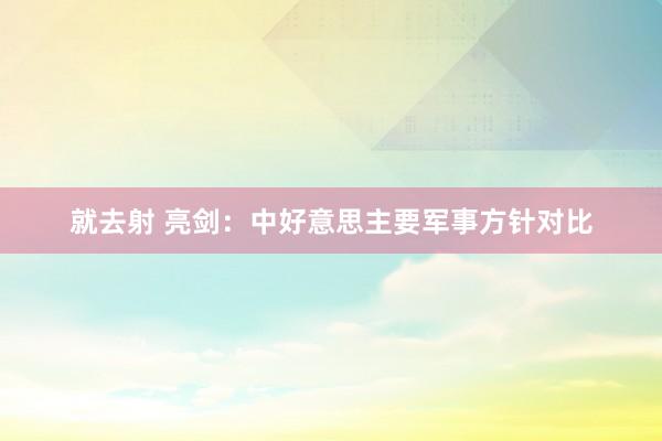 就去射 亮剑：中好意思主要军事方针对比
