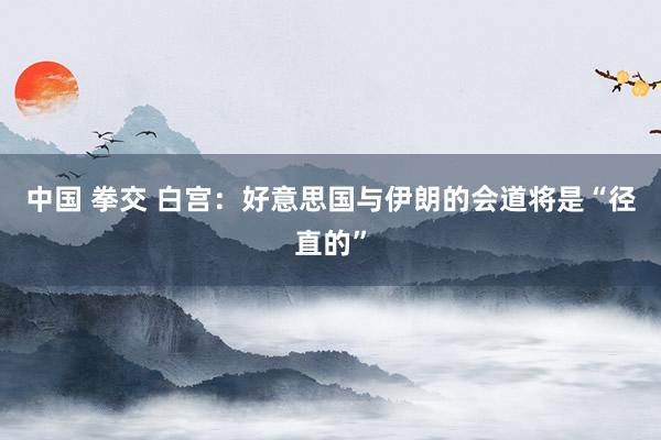 中国 拳交 白宫：好意思国与伊朗的会道将是“径直的”