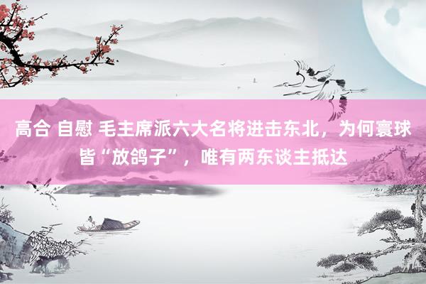 高合 自慰 毛主席派六大名将进击东北，为何寰球皆“放鸽子”，唯有两东谈主抵达