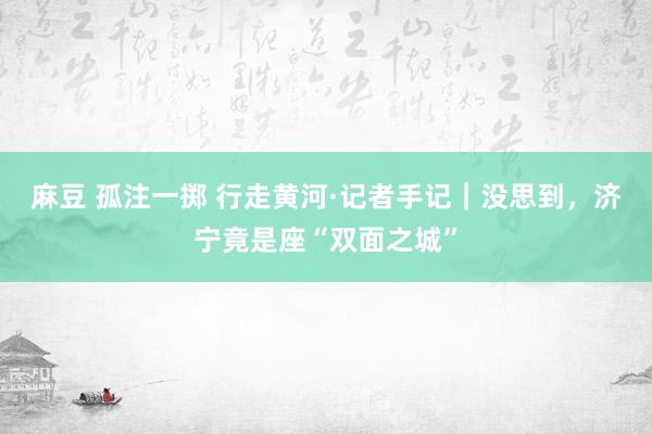 麻豆 孤注一掷 行走黄河·记者手记｜没思到，济宁竟是座“双面之城”