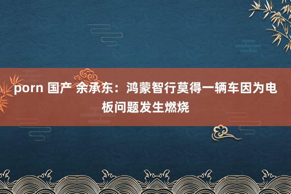 porn 国产 余承东：鸿蒙智行莫得一辆车因为电板问题发生燃烧