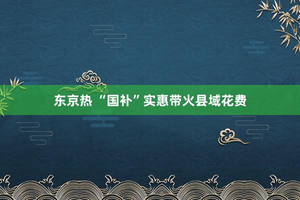 东京热 “国补”实惠带火县域花费