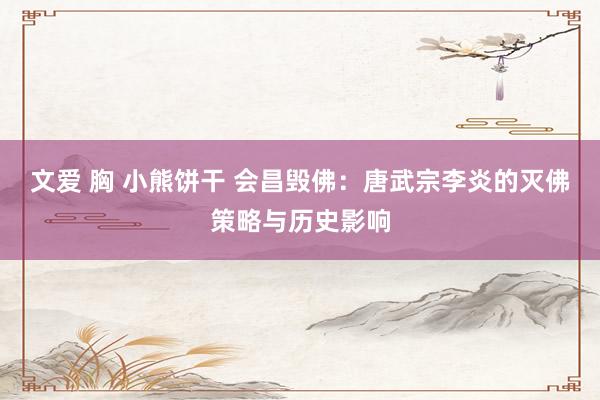 文爱 胸 小熊饼干 会昌毁佛：唐武宗李炎的灭佛策略与历史影响