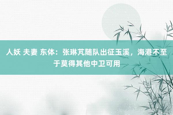 人妖 夫妻 东体：张琳芃随队出征玉溪，海港不至于莫得其他中卫可用